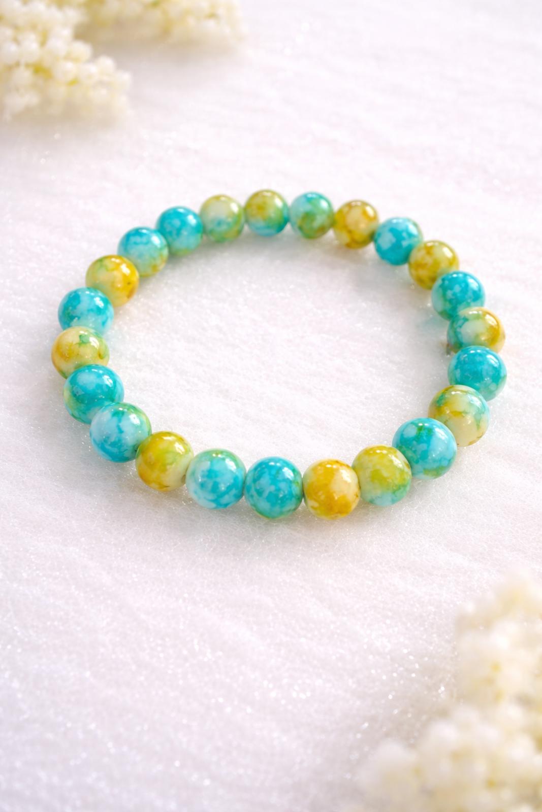 Healing Beaded Bracelet – Teal Yellow