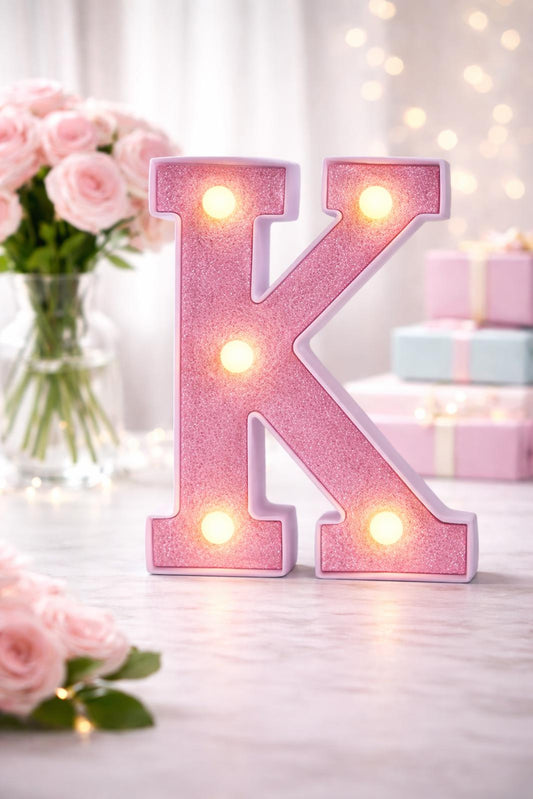 Pink Sparkle LED Letter K – 3 Inch Decorative Light