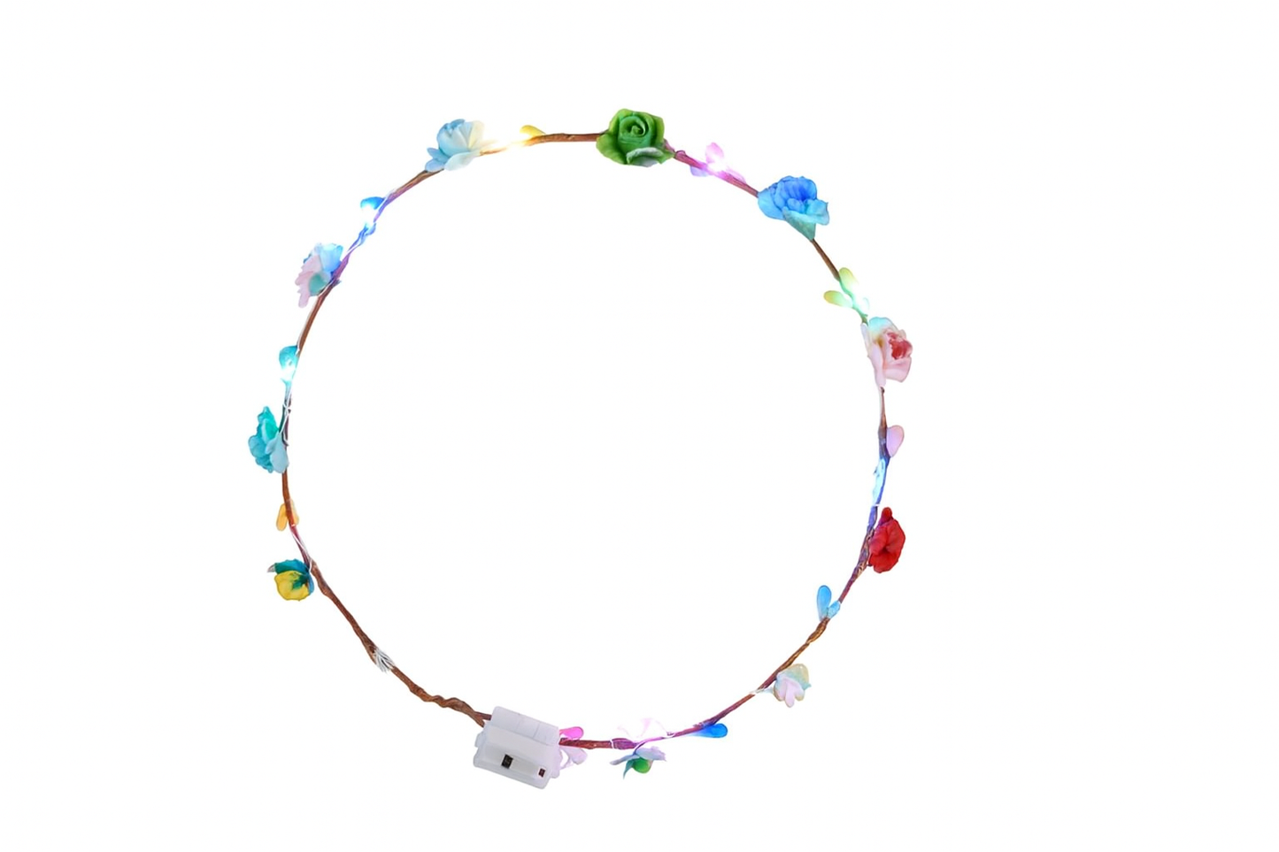 Colorful floral headband on a white background